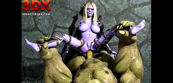  Elf girl anally fucked by powerful ogre. 3D Hentai
